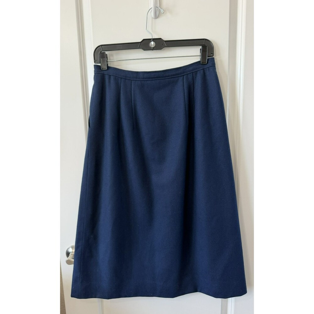VTG Pendleton Wool Midi Skirt Womens 12 Navy Blue Dark Academia Heritage